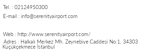 Serenity Suites stanbul Airport Otel telefon numaralar, faks, e-mail, posta adresi ve iletiim bilgileri